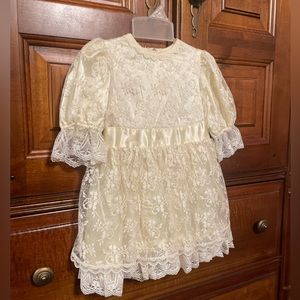 Jessica McClintock Gunne Sax Girls Lace Dress Size 2t Wedding Formal cream VTG